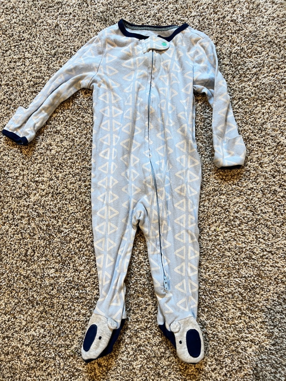 cloud island Light Blue Geometric Footed One-Piece Pajamas